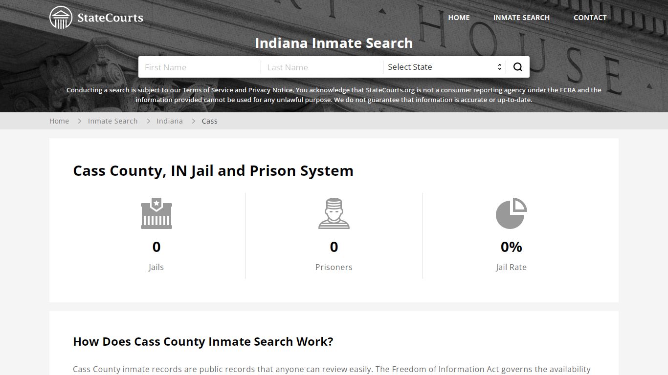 Cass County, IN Inmate Search - StateCourts