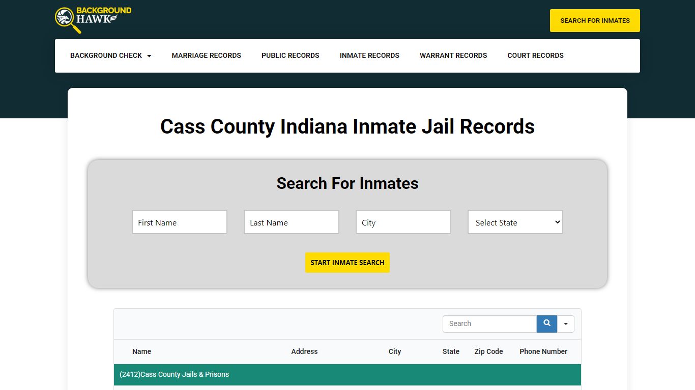 Inmate Jail Records in Cass County , Indiana